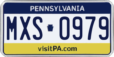 PA license plate MXS0979