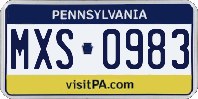 PA license plate MXS0983