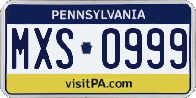 PA license plate MXS0999