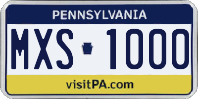 PA license plate MXS1000