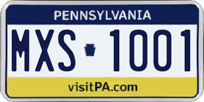 PA license plate MXS1001