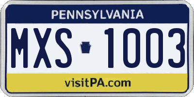 PA license plate MXS1003