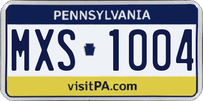 PA license plate MXS1004
