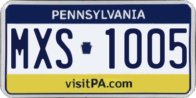 PA license plate MXS1005
