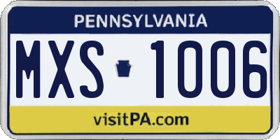 PA license plate MXS1006