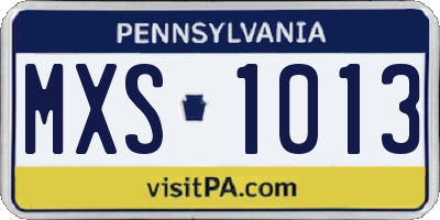 PA license plate MXS1013