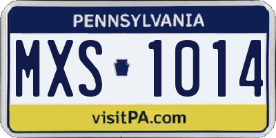 PA license plate MXS1014