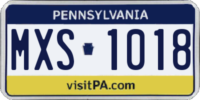 PA license plate MXS1018