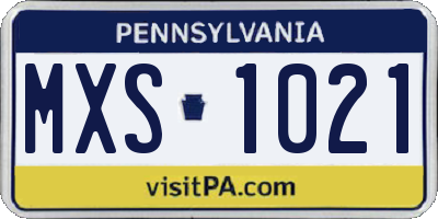 PA license plate MXS1021