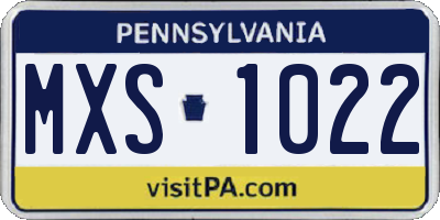 PA license plate MXS1022