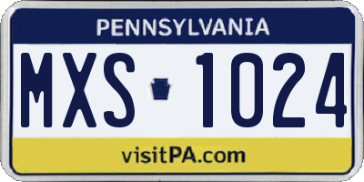 PA license plate MXS1024