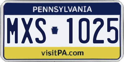 PA license plate MXS1025