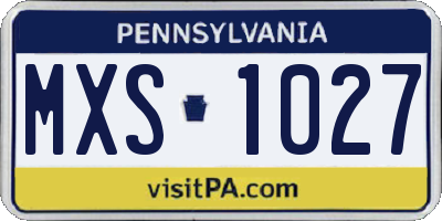 PA license plate MXS1027