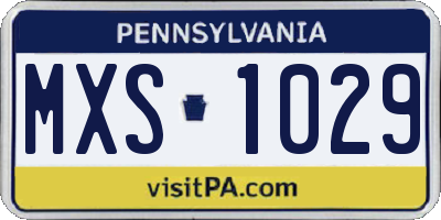 PA license plate MXS1029