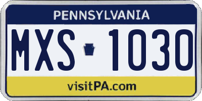 PA license plate MXS1030