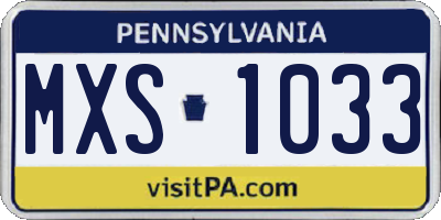 PA license plate MXS1033