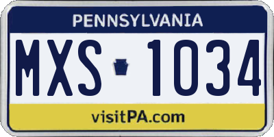 PA license plate MXS1034