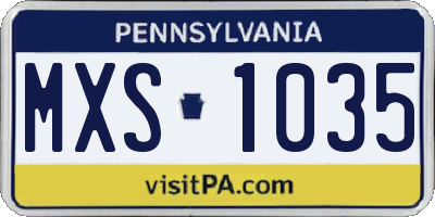 PA license plate MXS1035