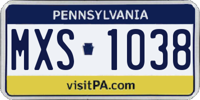 PA license plate MXS1038