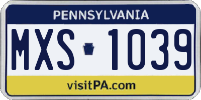 PA license plate MXS1039