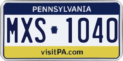PA license plate MXS1040