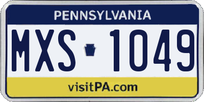PA license plate MXS1049