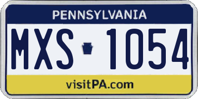 PA license plate MXS1054