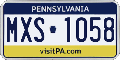 PA license plate MXS1058