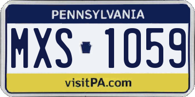 PA license plate MXS1059
