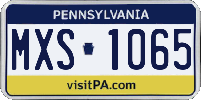 PA license plate MXS1065
