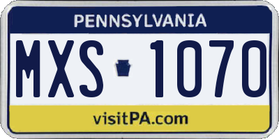 PA license plate MXS1070