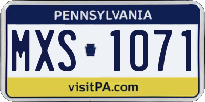 PA license plate MXS1071