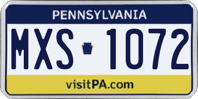 PA license plate MXS1072