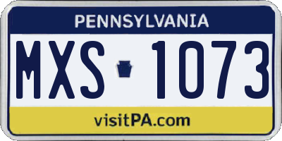 PA license plate MXS1073