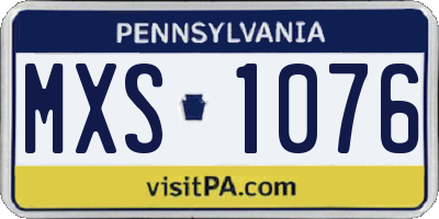 PA license plate MXS1076