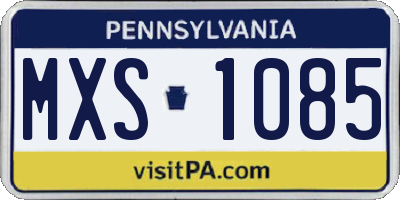 PA license plate MXS1085