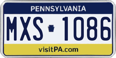 PA license plate MXS1086