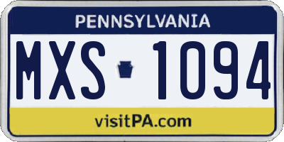PA license plate MXS1094