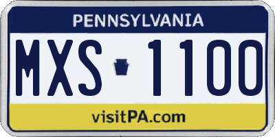PA license plate MXS1100