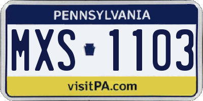 PA license plate MXS1103
