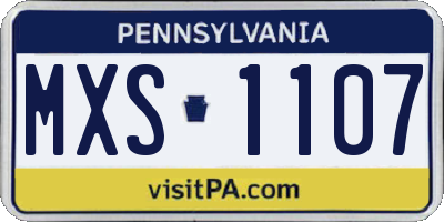 PA license plate MXS1107