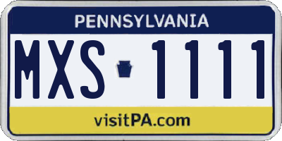PA license plate MXS1111