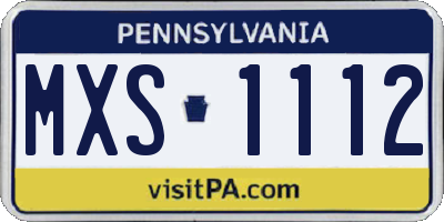 PA license plate MXS1112