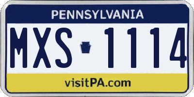 PA license plate MXS1114