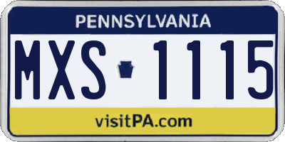 PA license plate MXS1115