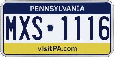 PA license plate MXS1116