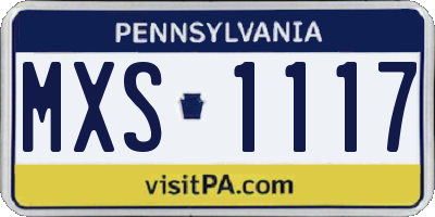 PA license plate MXS1117