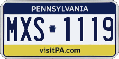 PA license plate MXS1119