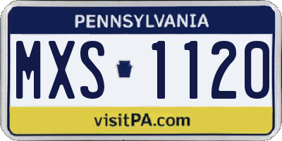 PA license plate MXS1120