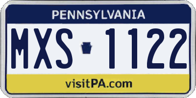 PA license plate MXS1122